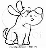 Dog Sitting Depressed Cartoon Clipart Outlined Cory Thoman Coloring Vector 2021 sketch template