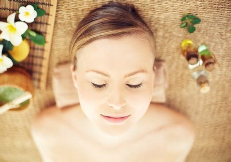 close   relaxed female  beauty spa stock image everypixel