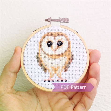 barn owl cross stitch pattern  barn owl embroidery instant