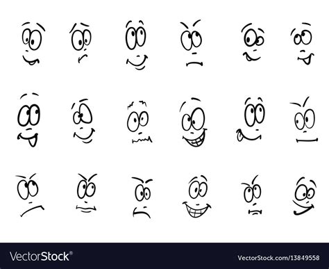 emotion set of cartoon facial expressions vector image