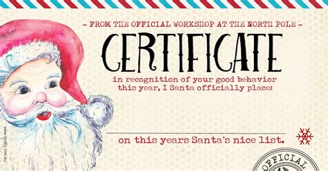 nice list certificate  printable pin  santa  printable