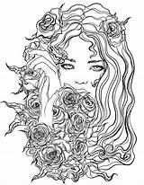 Coloring Pages Pretty Girl Beautiful Girls Adults Women App Recolor Colouring Flowers Color Adult Printable Print Book Colors sketch template