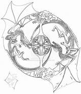 Mandala Coloring Dragon Pages Mandalas Drawing Dragons Print Advanced Level Google Fairy Line sketch template