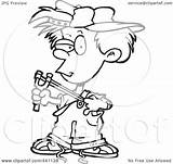 Boy Slingshot Using Toonaday Clip Royalty Outline Illustration Cartoon Rf Clipart sketch template