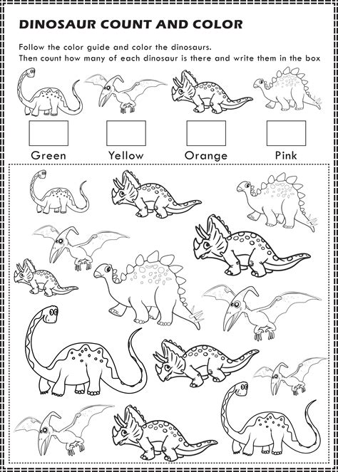 printable dinosaurs  spy count  color activity page  kids