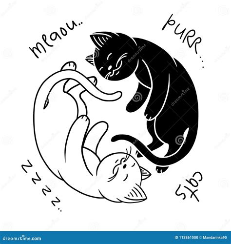 doodle yin   cats cartoon stock vector illustration