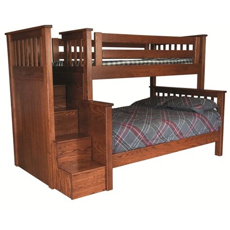 mission twin  full bunk bed  step unit solid