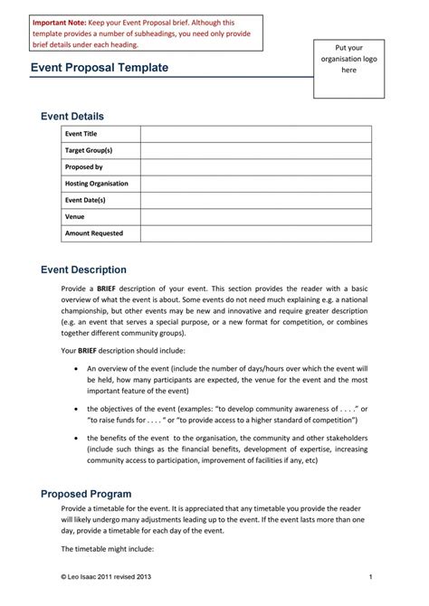 editable   event proposal templates  examples templatelab