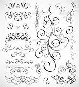 Elements Calligraphic Vector Calligraphy Set Borders Fancy Letters Hand Stock sketch template