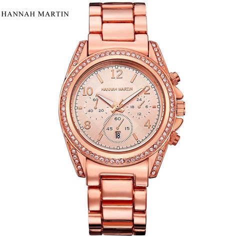 gold diamonds luxury brand hannah martin women casual watch fashion