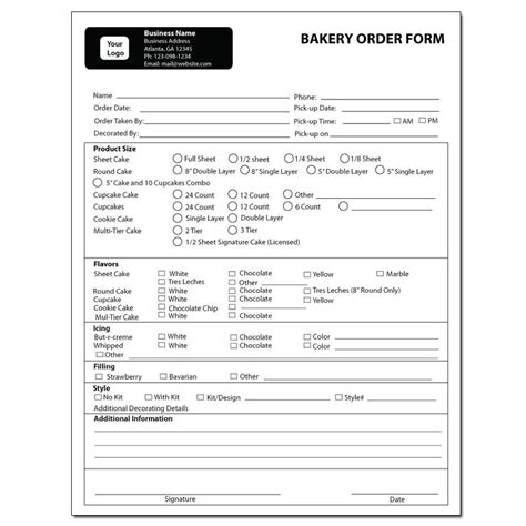 cake order form printing personalized carbonless copies designsnprint