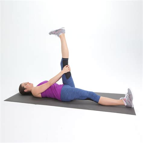 eccentric hamstring stretch lying    place  strap  physical therapy  shin