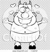 Outlined Amorous Faun Pan Coloring Clipart Cartoon Vector Cory Thoman sketch template