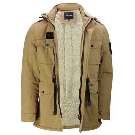 mens full fur lining warm winter jacket removable hood retro military style coat ebay