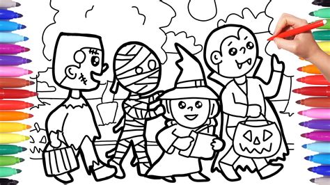 halloween coloring pages  kids trick  treat coloring pages