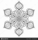 Zentangle Mandala Coloring Winter Illustration Snow Adult Pages Christmas Stock Cards Vector Flake Doodle Ornamental Freehand Greeting Invitation Decoration Template sketch template