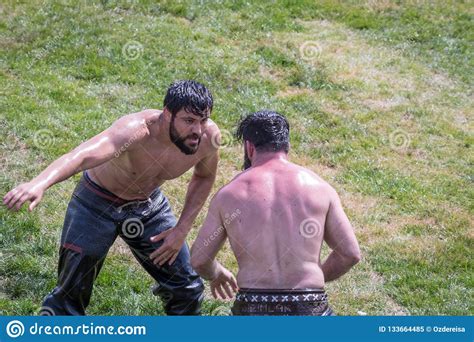 Turkish People Performing Oil Wrestling Or Grease
