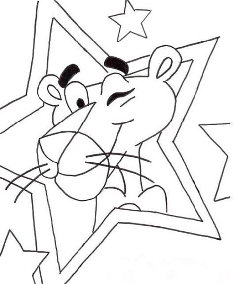 pink panther  star coloring page  printable coloring pages