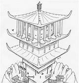 Pagoda Japanese Drawing Getdrawings 16th sketch template