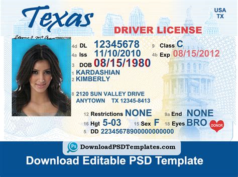 editable blank drivers license template