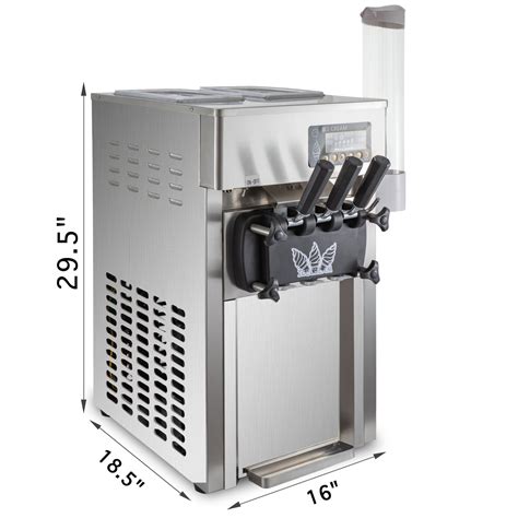 Commercial 3 Flavors Soft Ice Cream Machine Lcd Display Stainless Stee