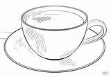 Cup Coffee Drawing Coloring Draw Pages Printable Step Mug Tea Saucer Tutorials Beginners Teacup Drawings Sketch Plate Supercoloring Color Tasse sketch template