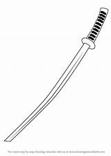 Sword Katana Draw Drawing Swords Step Weapons Tutorials Drawingtutorials101 sketch template