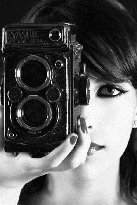 masterpiece black and white self photos of girls with camera portrait
