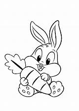 Bunny Coloring Baby Pages Easter Bugs Kids Carrot Animal Bunnies Easy Color Rabbit Drawing Print Printable Cute Boyama Looney Tunes sketch template