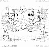 Coloring Tub Bear Cubs Outline Clipart Illustration Royalty Rf Bannykh Alex Regarding Notes sketch template