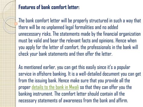 easily bank comfort letter powerpoint