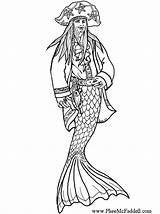 Merman Pirate Coloring Pages Women Mermaid Sexy Template Colouring sketch template