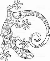 Lizard Tribal Tattoo Lagartija Colorear Colouring Lucertola Gecko Istockphoto Decorativa Tribale Vettore Lézard Ivonn111e Alebrijes Zentangle Tareitas Abstract Adulte Doodle sketch template