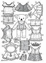 Paper Doll Template Coloring Teddy Bear Pages Kids sketch template