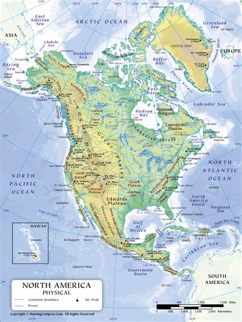 north america physical map north america physical features map