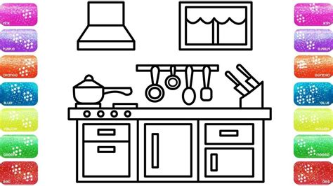 coloring page kitchen kids kitchen drawing  kids coloring pages