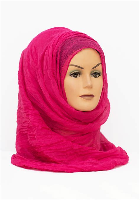hot pink plain crinkle hijab hijabbella hijabs and hijab pins