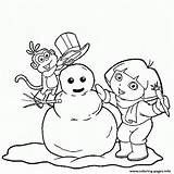 Coloring Dora Pages Boots Christmas Make Snowman Print Printable Winter Color Comments sketch template