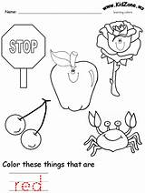 Red Worksheet Kindergarten Colour Color Activities Colors Recognition Practice sketch template
