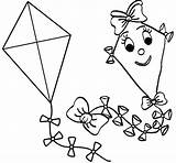 Coloring Kite Pages Boys Kites Simple Children Happy Girls sketch template