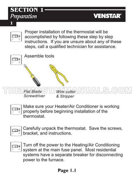 venstar  slimline platinum thermostat installation instructions