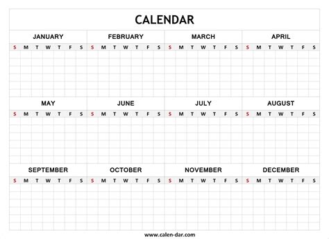 blank full year calendar  calendar