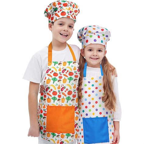 kids polka dot apron  chef hat set risebrite
