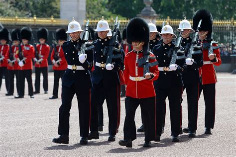 royal marines perform historic changing   guard