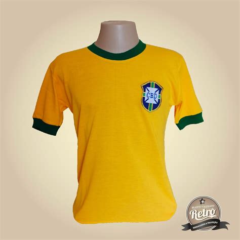 camisa retro selecao brasileira de  tecido retro