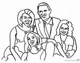 Family Coloring Obama Michelle Her Printable Kids Pages sketch template