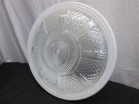 vintage ceiling light cover white  clear glass