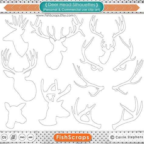 deer head silhouettes clipart illustrations  creative market