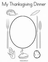 Coloring Thanksgiving Dinner Plate Print Pages Printable Color Favorites Login Add Twistynoodle Getcolorings sketch template