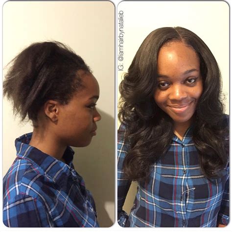 Before And After Traditional Sew In Hair Weave With Leave Out